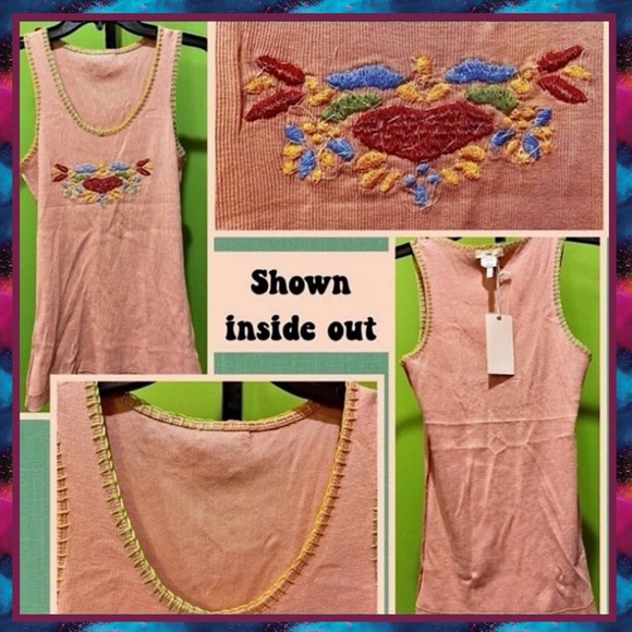 NWT JRS XS RIBBED COTTON TANK TOP EMBELLISHED/SEQUINS/BEADS/YARN - Picture 7 of 14